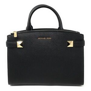 Michael Kors Karla Medium EW Leather Satchel Bag Black‎